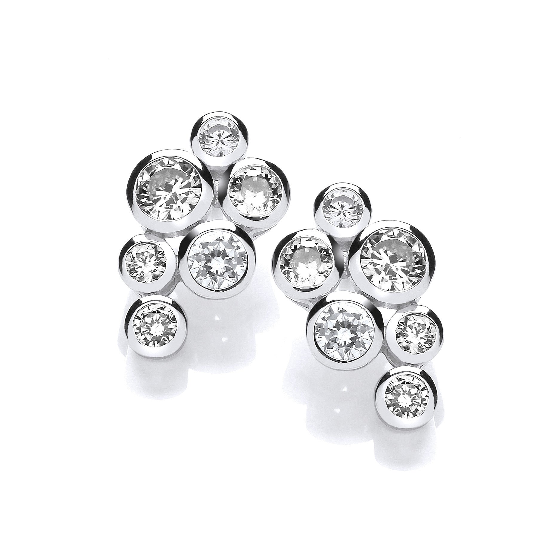 SILVER RUBOVER CZ CLUSTER STUD EARRING