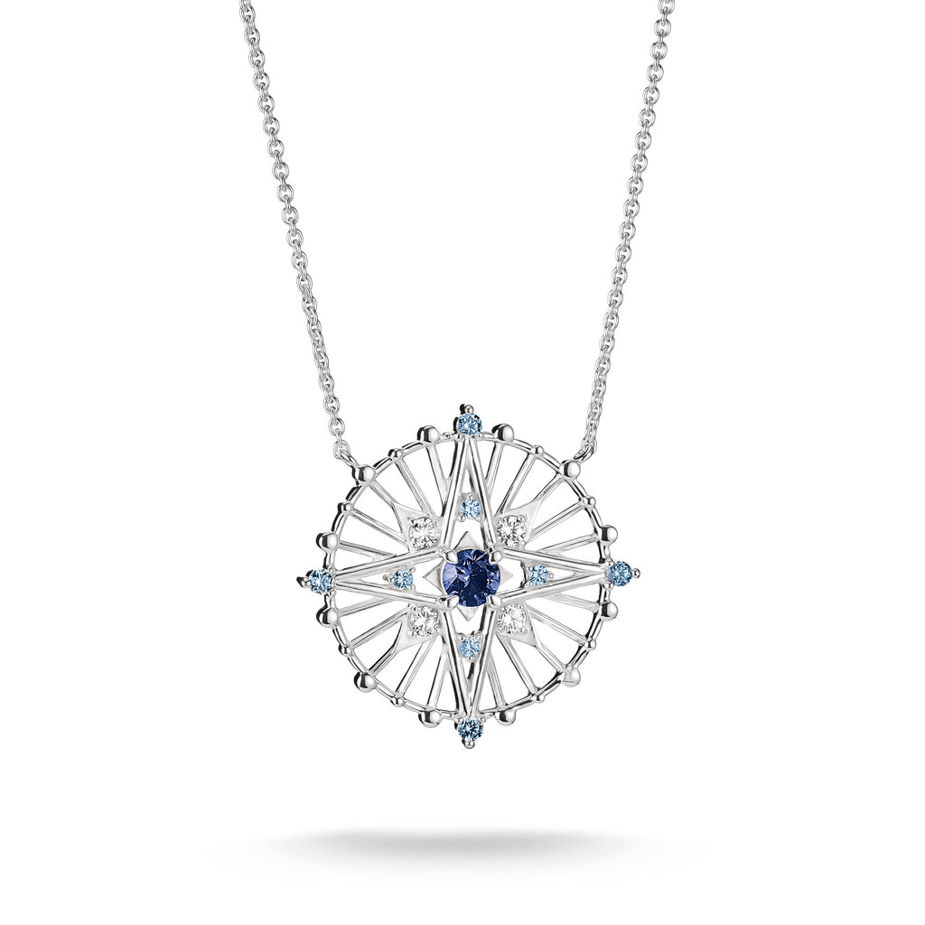 Thomas Sabo SILVER BLUE CZ SET RND STAR DESIGN PENDANT & CHAIN