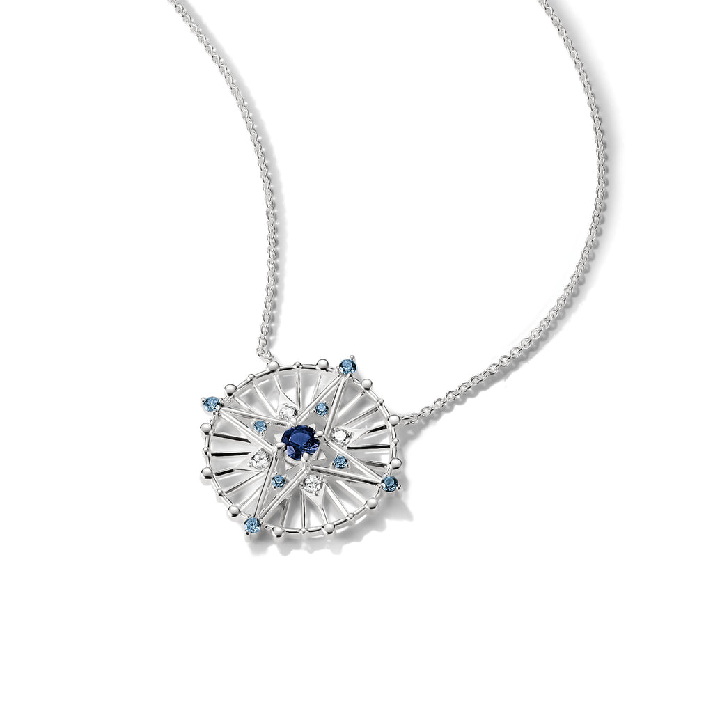 Thomas Sabo SILVER BLUE CZ SET RND STAR DESIGN PENDANT & CHAIN