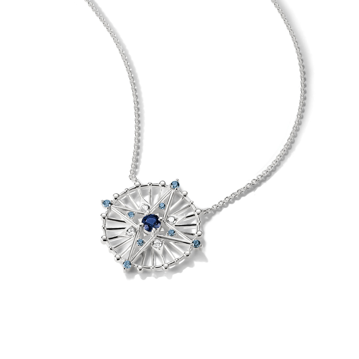 Thomas Sabo SILVER BLUE CZ SET RND STAR DESIGN PENDANT & CHAIN