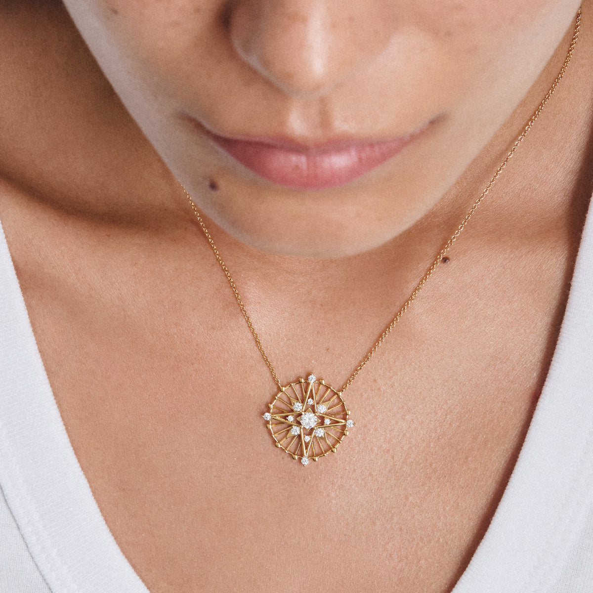Thomas Sabo GOLD COLOUR CZ SET RND STAR PENDANT & CHAIN