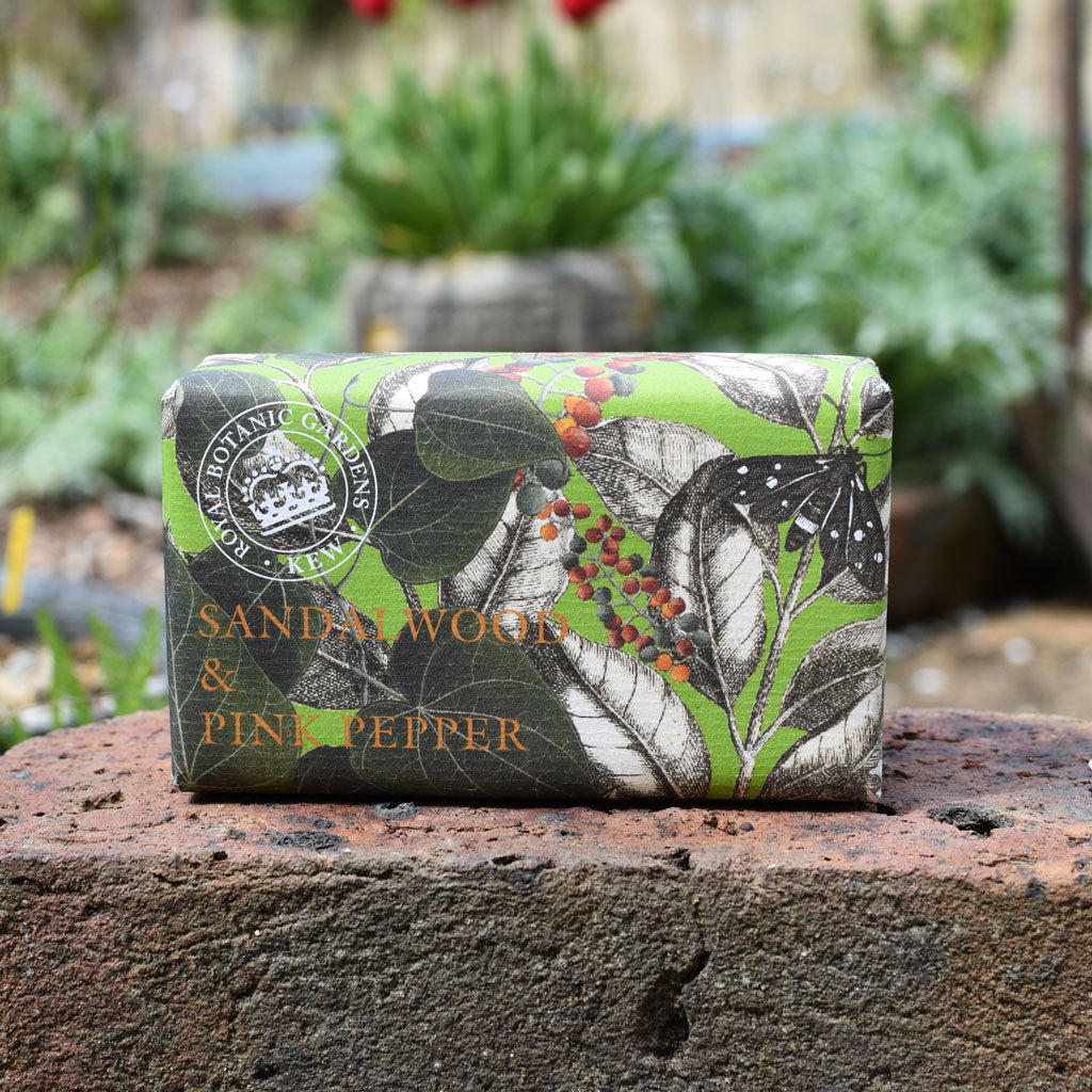 KEW GARDENS SANDALWOOD & PINK PEPPER SOAP 240G BAR by CHRISTINA MAY