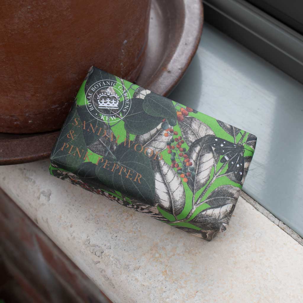 KEW GARDENS SANDALWOOD & PINK PEPPER SOAP 240G BAR by CHRISTINA MAY