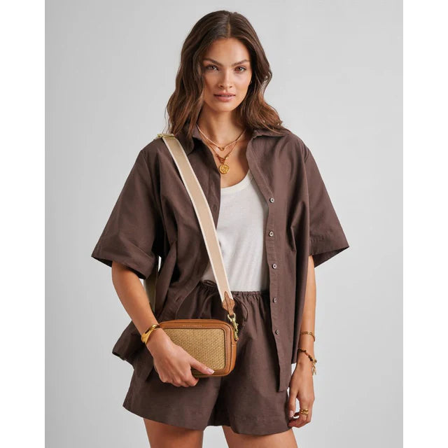 Katie Loxton Avery Raffia Small Crossbody Bag - Cognac