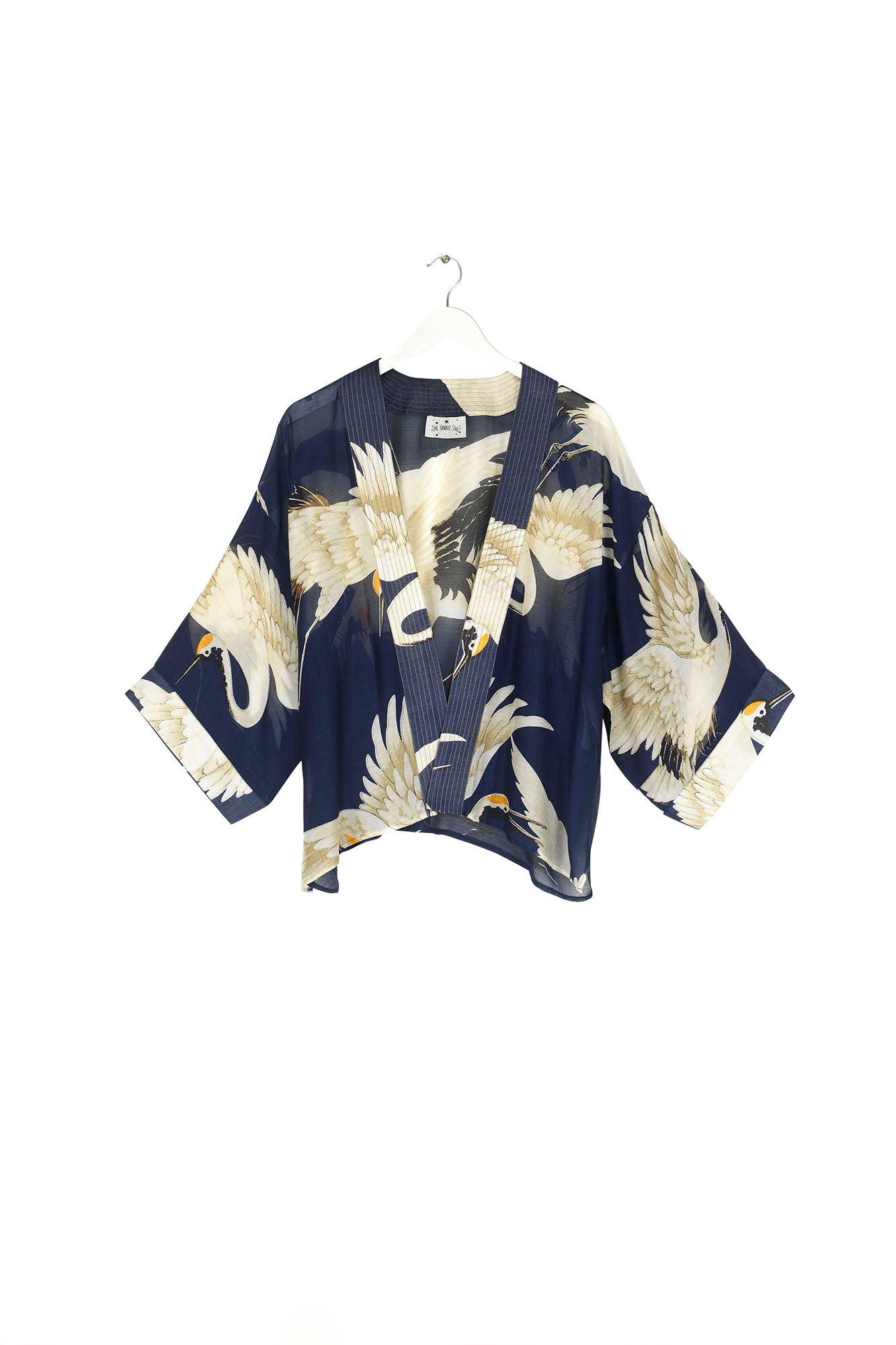 CHARCOAL NAVY MINI SHORT STORK KIMONO by 100 Stars