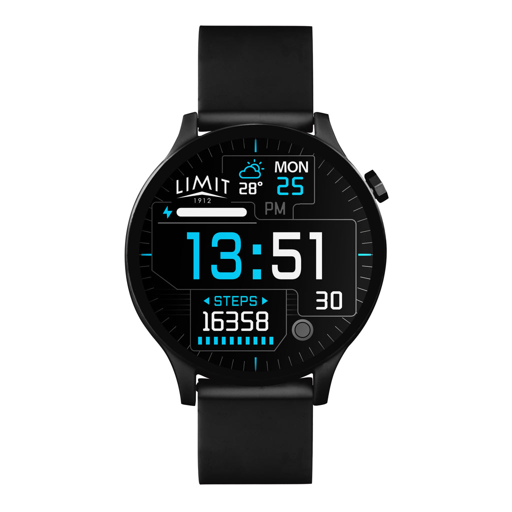 BLACK LIMIT DIGITAL ROUND SMART SILICONE STRAP WATCH