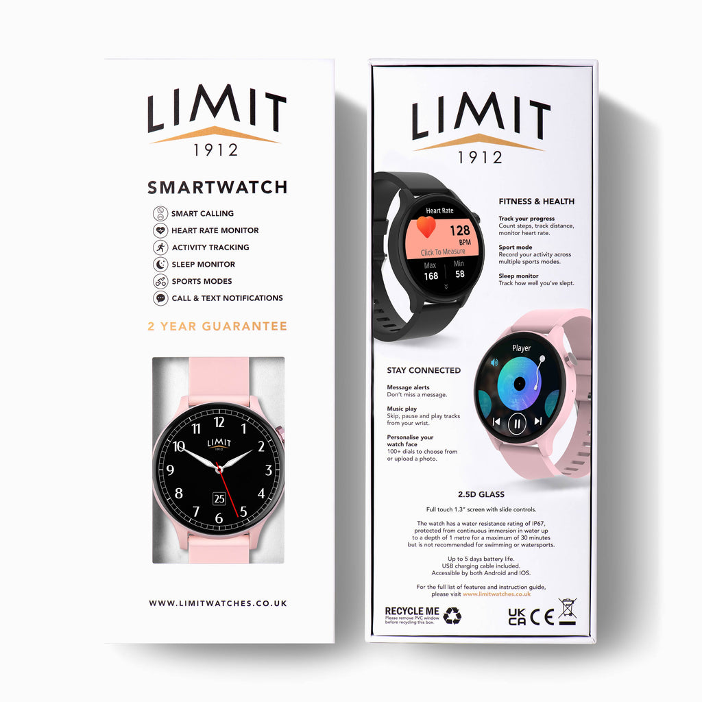 PINK LIMIT DIGITAL ROUND SMART SILICONE STRAP WATCH