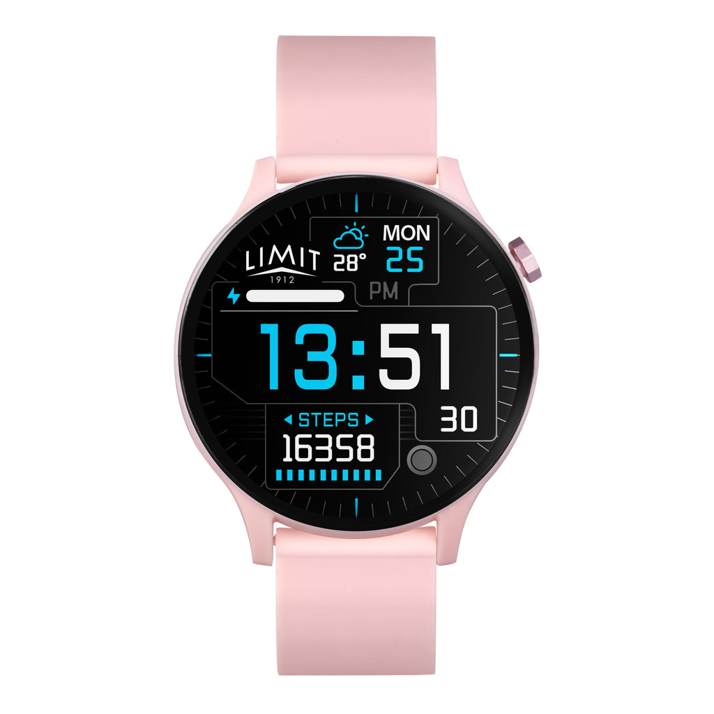 PINK LIMIT DIGITAL ROUND SMART SILICONE STRAP WATCH