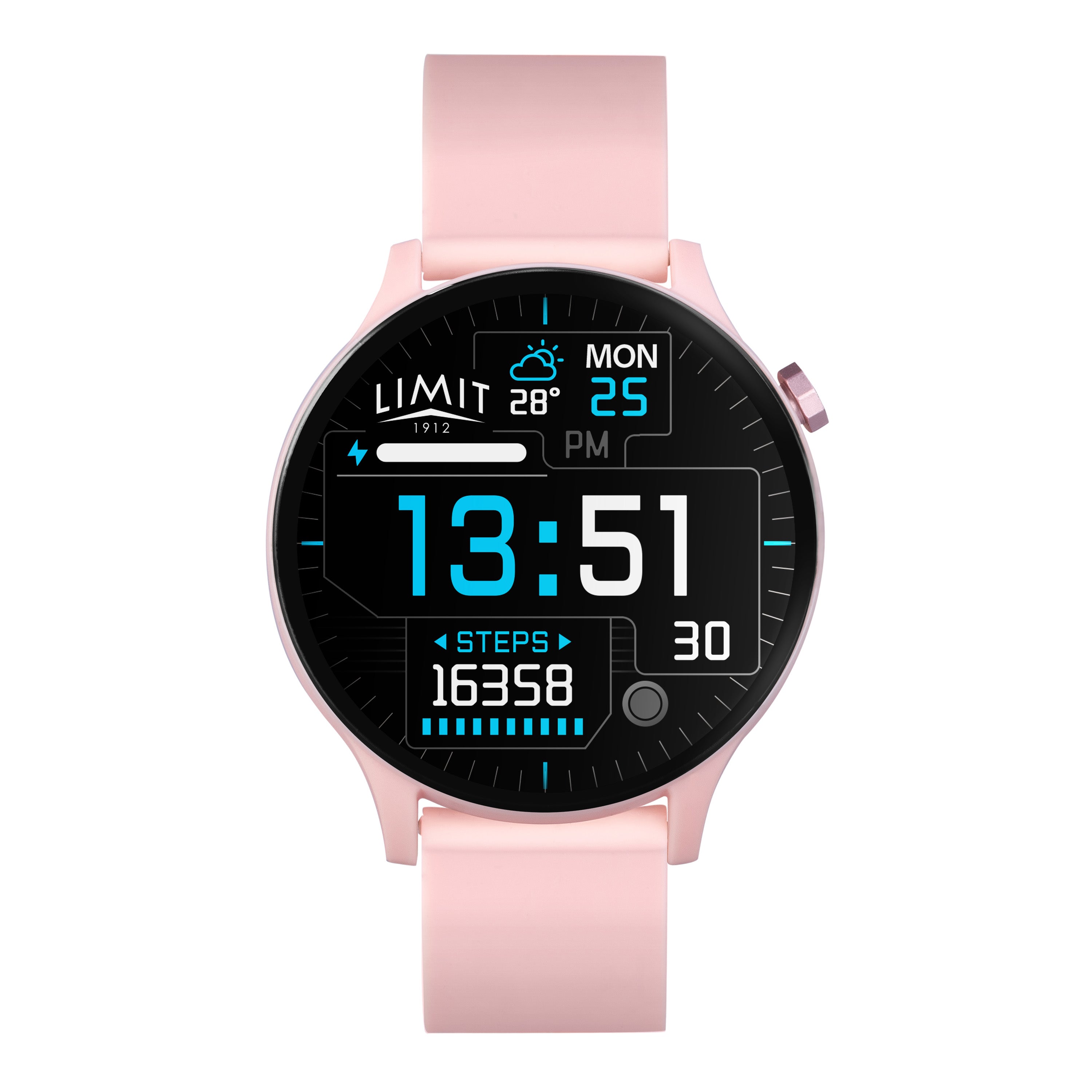 PINK LIMIT DIGITAL ROUND SMART SILICONE STRAP WATCH