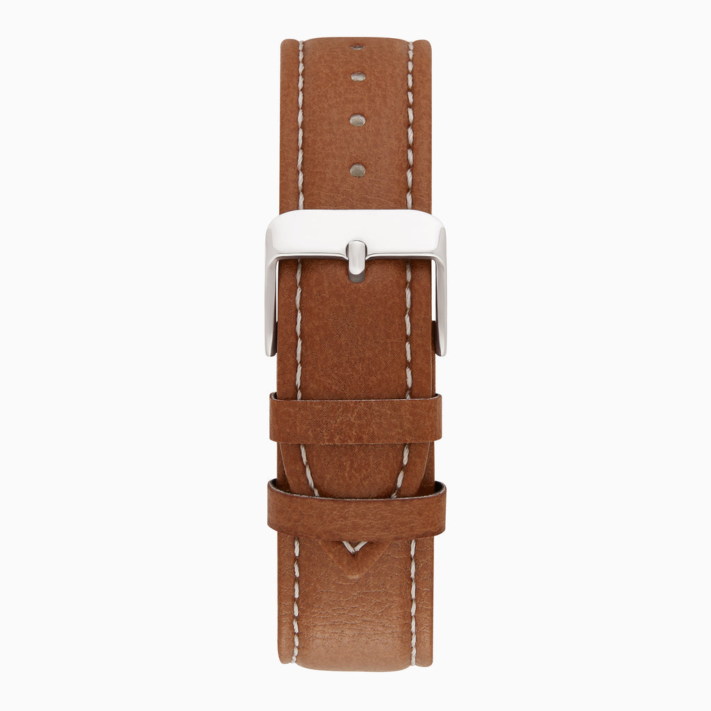 GENTS LIMIT WM RND BLUE DL. TAN STRAP WATCH