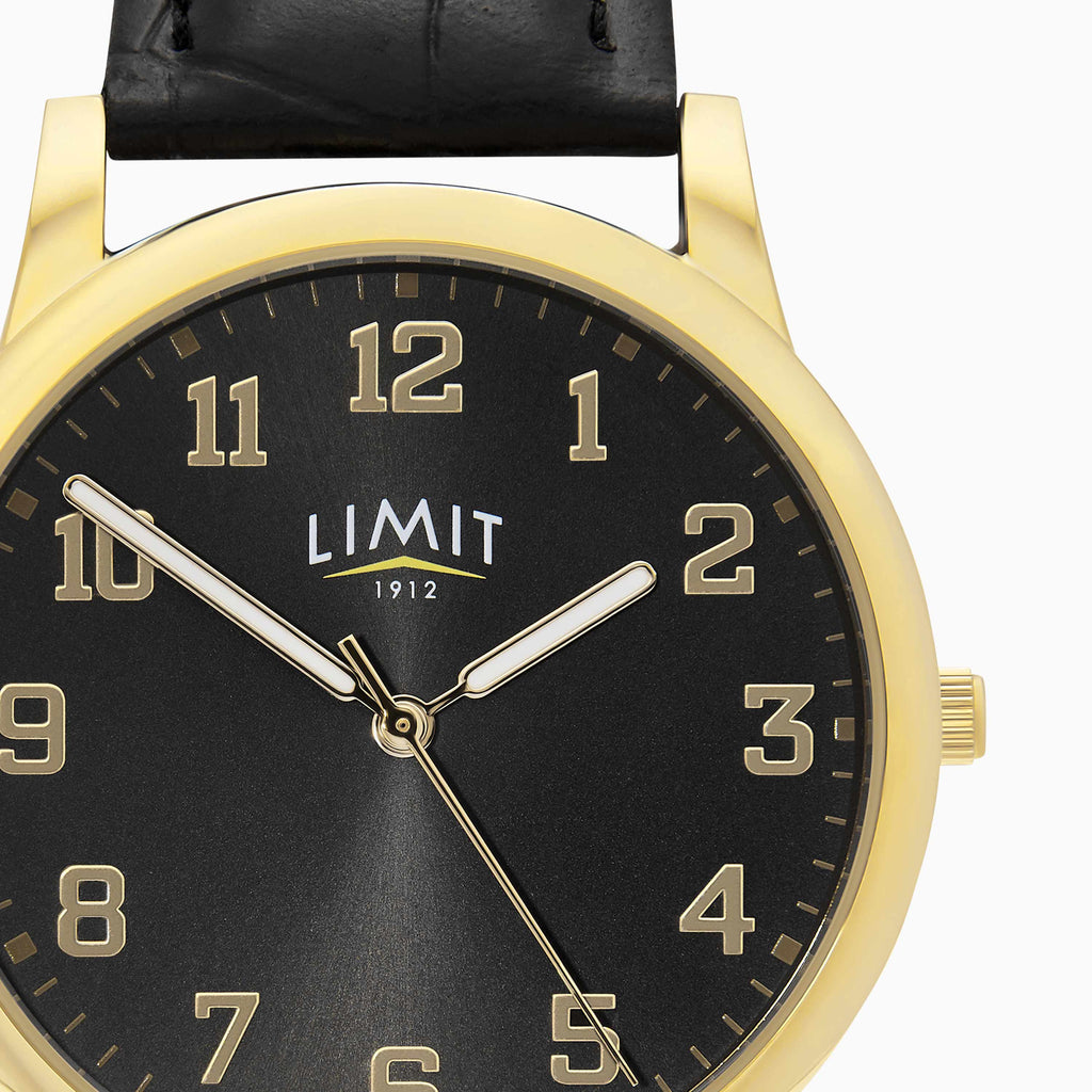 GENTS LIMIT GP RND BLK DL. BLK STRAP WATCH