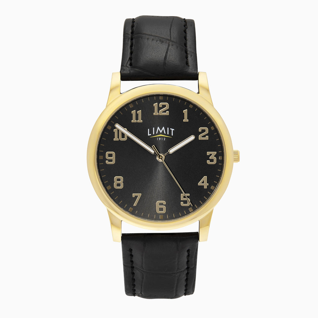 GENTS LIMIT GP RND BLK DL. BLK STRAP WATCH