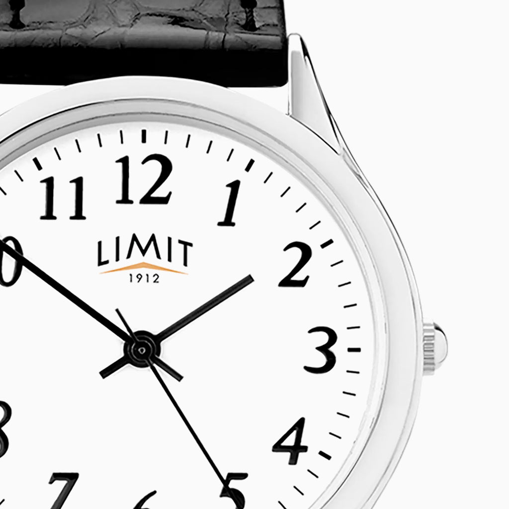 GENTS LIMIT SILV COLOUR RND WHT DL. EASY READER STRAP WATCH