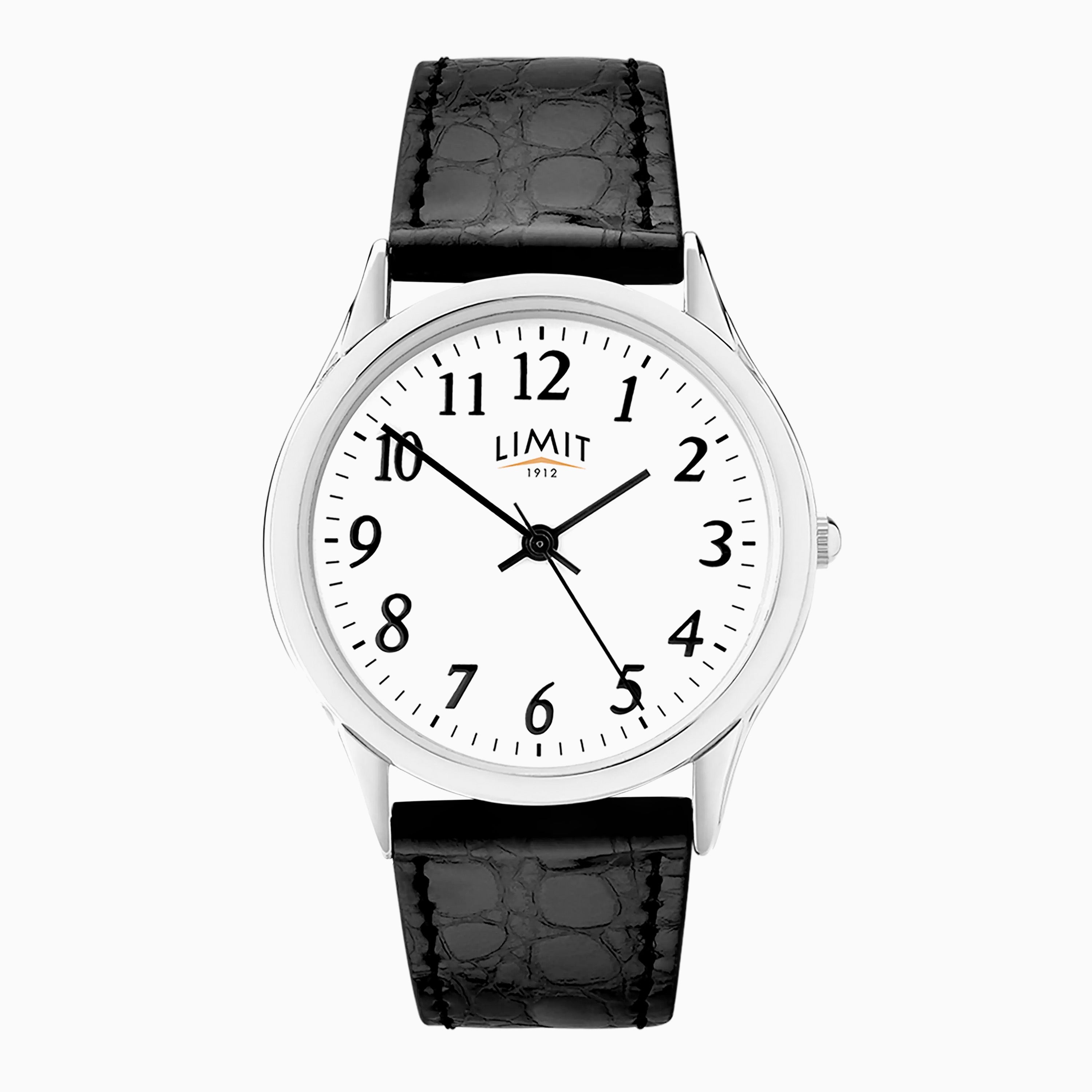 GENTS LIMIT SILV COLOUR RND WHT DL. EASY READER STRAP WATCH