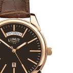 GENTS LIMIT RGP RND BLK DL. DAY DATE STRAP WATCH