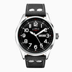GENTS LIMIT WM RND BLK DL. DAY DATE PILOT STRAP WATCH