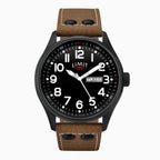 GENTS LIMIT BLK RND BLK DL. DAY DATE PILOT STRAP WATCH