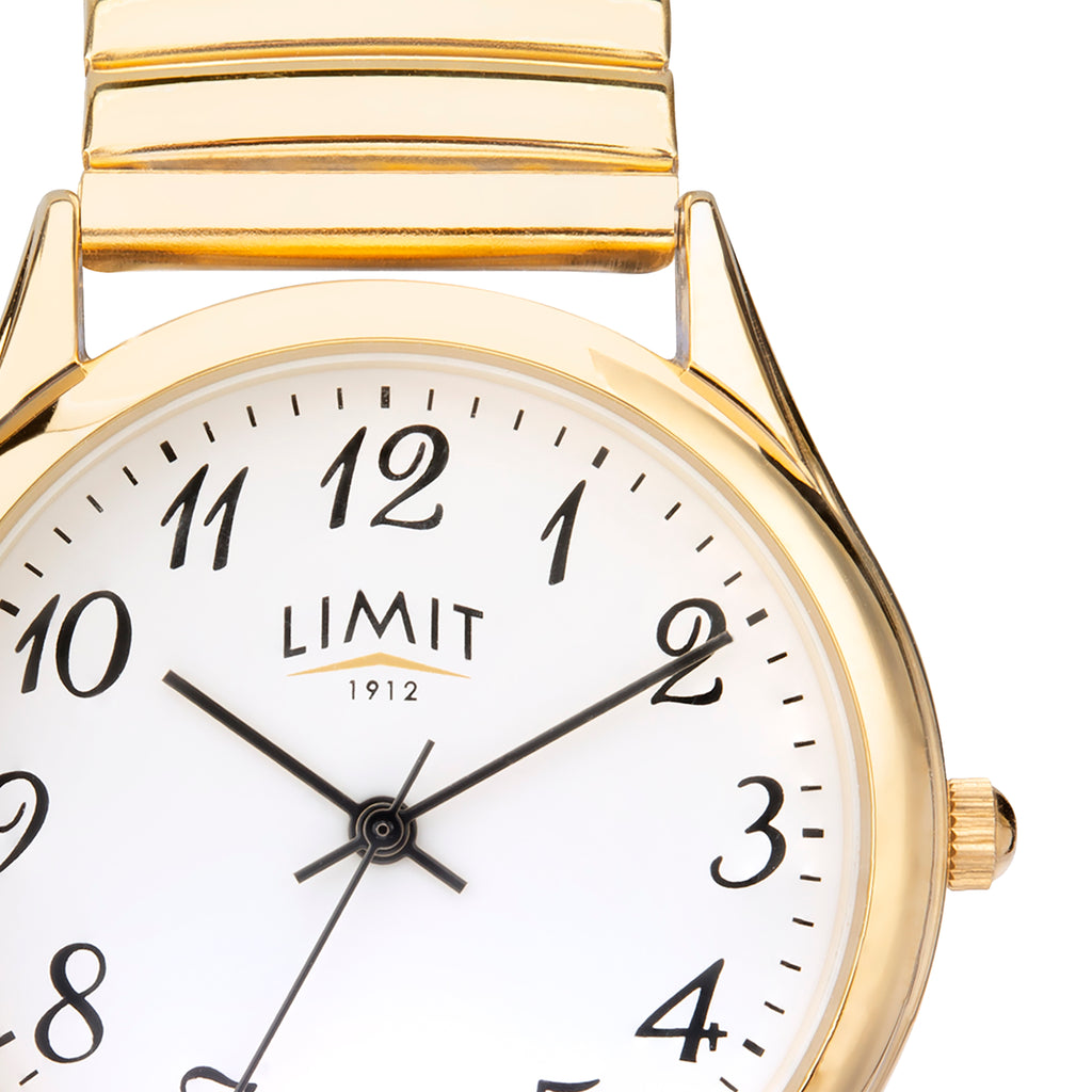 GENTS LIMIT GP RND WHT DL. EASY READER EXPANDABLE BRACELET WATCH