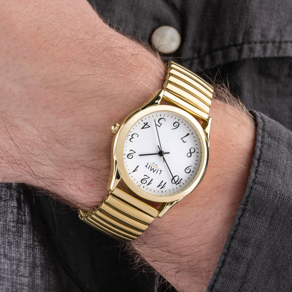 GENTS LIMIT GP RND WHT DL. EASY READER EXPANDABLE BRACELET WATCH