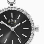 LADIES LIMIT SS RND BLACK DL. CRYSTAL SET BRACELET WATCH