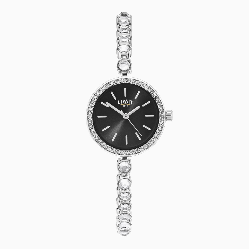 LADIES LIMIT SS RND BLACK DL. CRYSTAL SET BRACELET WATCH