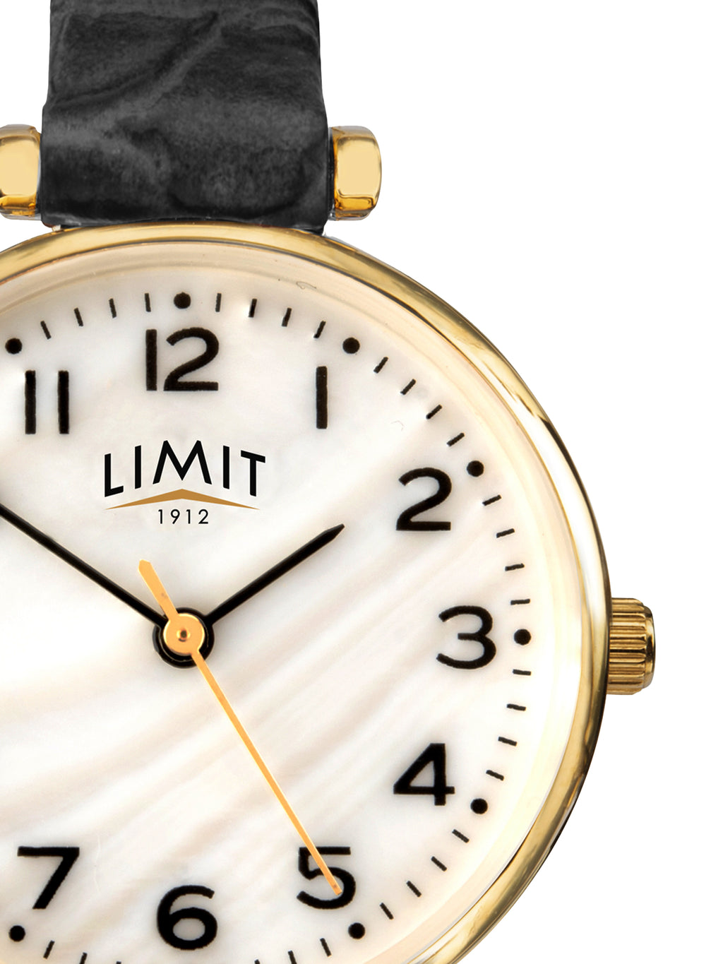 LADIES LIMIT GP RND MOP DL. BLK STRAP WATCH