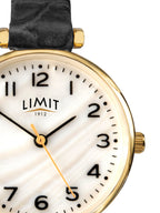 LADIES LIMIT GP RND MOP DL. BLK STRAP WATCH