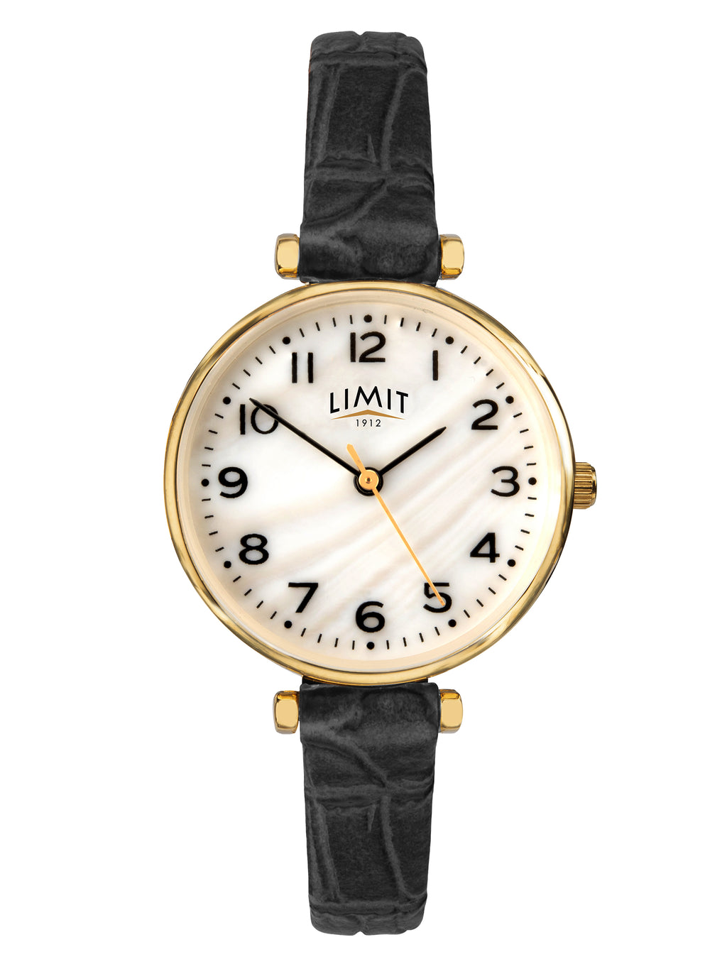 LADIES LIMIT GP RND MOP DL. BLK STRAP WATCH
