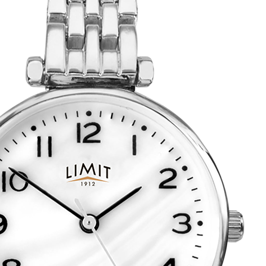 LADIES LIMIT WM RND MOP DL. BLK BRACELET WATCH