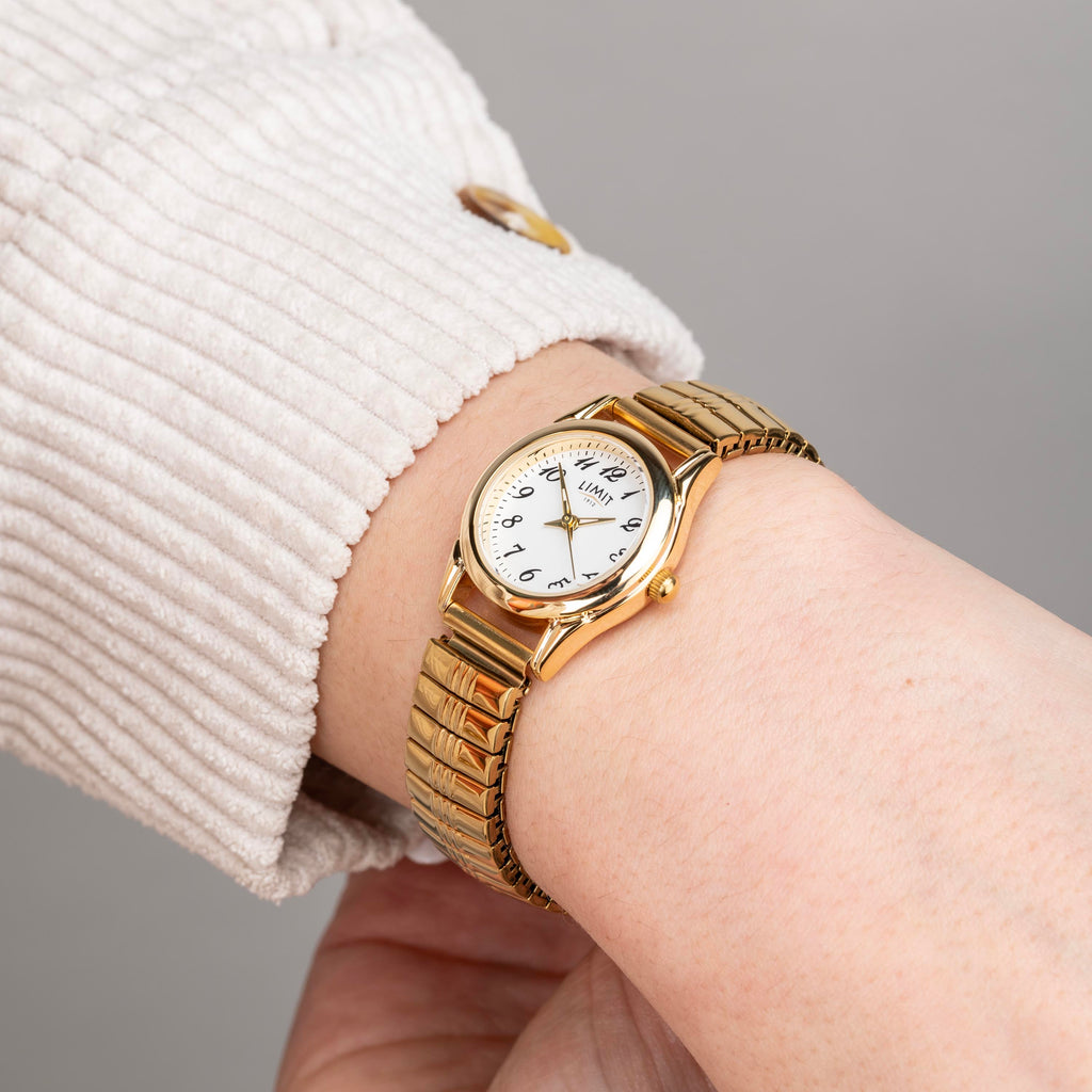 LADIES LIMIT GP RND WHT DL. EASY READER EXPANDABLE BRACELET WATCH