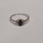 9WG 1.9G 3 RECT SAPPHIRE & 8 DIAMOND DRESS RING Q | PRE OWNED