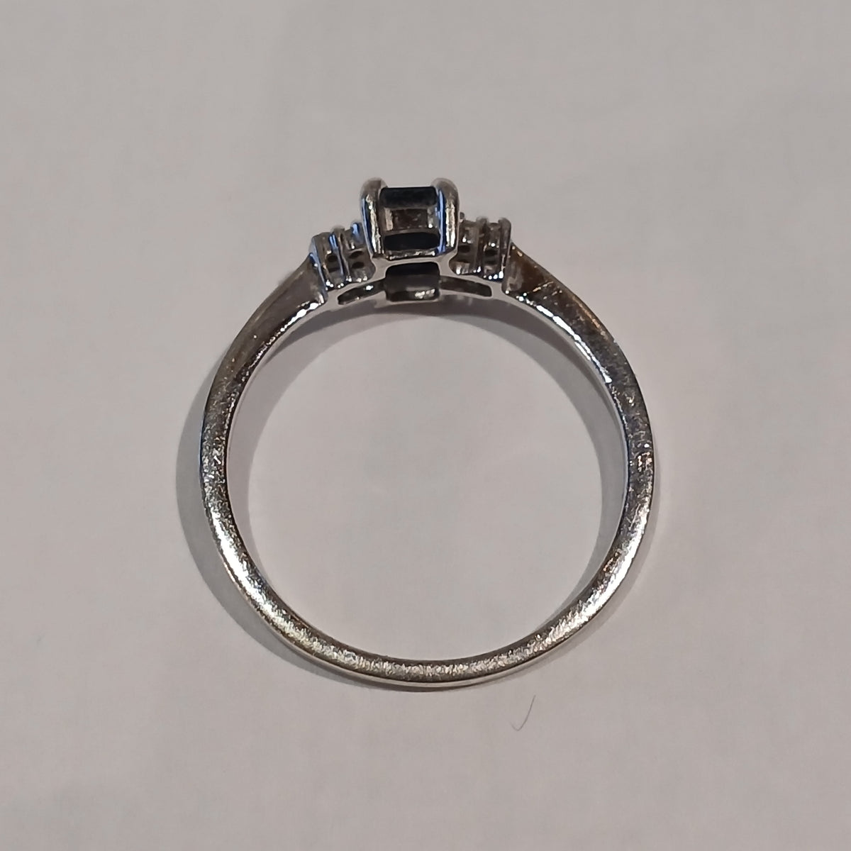 9WG 1.9G 3 RECT SAPPHIRE & 8 DIAMOND DRESS RING Q | PRE OWNED