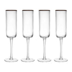Sorrento Ridged Crystal Champagne Flute Glasses