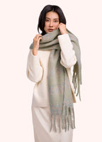 SOFT GREEN PASTEL DOTS NANCY BOLD TASSLE SCARF by POWDER