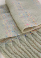 SOFT GREEN PASTEL DOTS NANCY BOLD TASSLE SCARF by POWDER