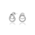 SILVER INTERLINK DOUBLE HALO HOOP STUD EAR RING