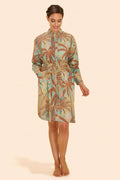 PATTERNED PALMS OVERSIZE SHIRT DRESS by POWDER