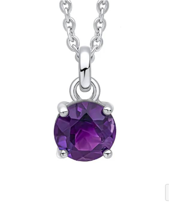 SILVER RND AMETHYST CLAW SET PENDANT ONLY