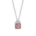 SILVER PINK ZIRCONIA SQUARE CUT SOLITAIRE PENDANT & CHAIN by DIAMONFIRE