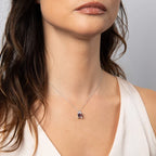 SILVER PINK ZIRCONIA SQUARE CUT SOLITAIRE PENDANT & CHAIN by DIAMONFIRE