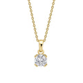 SILVER GOLD PLATE ZIRCONIA SOLITAIRE DOUBLE CLAW PENDANT & CHAIN by DIAMONFIRE