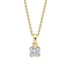 SILVER GOLD PLATE ZIRCONIA SOLITAIRE DOUBLE CLAW PENDANT & CHAIN by DIAMONFIRE