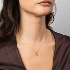 SILVER GOLD PLATE ZIRCONIA SOLITAIRE DOUBLE CLAW PENDANT & CHAIN by DIAMONFIRE