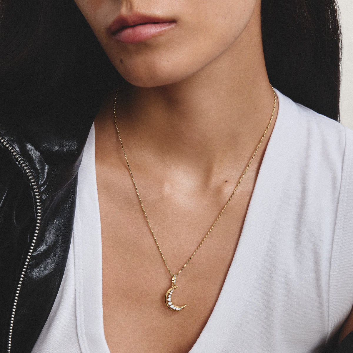 Thomas Sabo GOLD COLOUR BLUE CZ SET MOON PENDANT ONLY