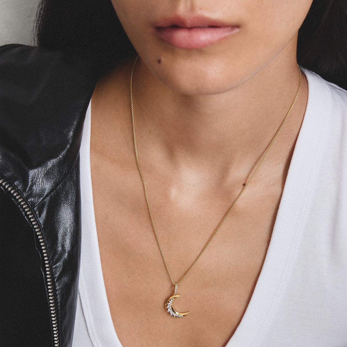 Thomas Sabo GOLD COLOUR BLUE CZ SET MOON PENDANT ONLY
