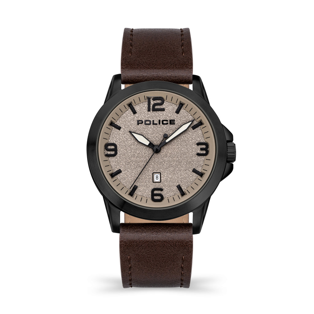 GNTS SS POLICE RND CRM DL.D 3ATM STRAP WATCH