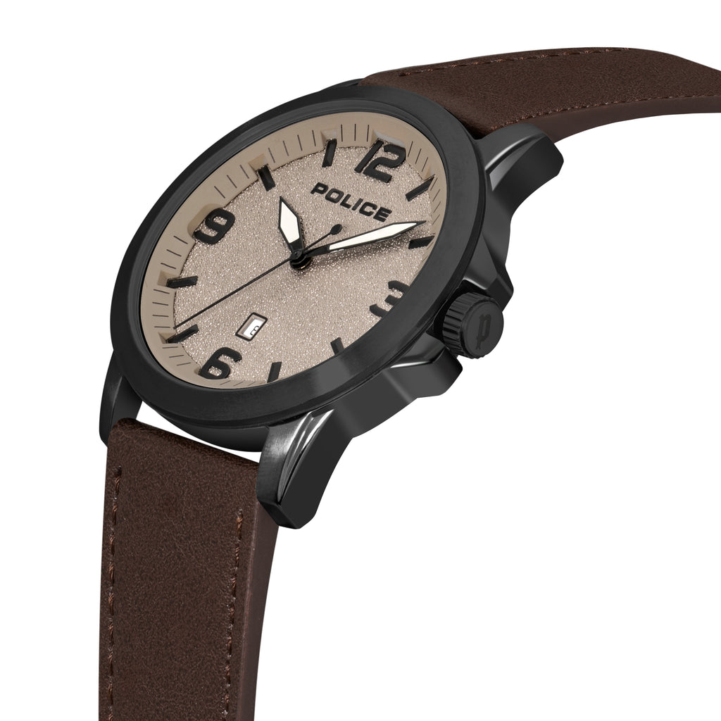 GNTS SS POLICE RND CRM DL.D 3ATM STRAP WATCH