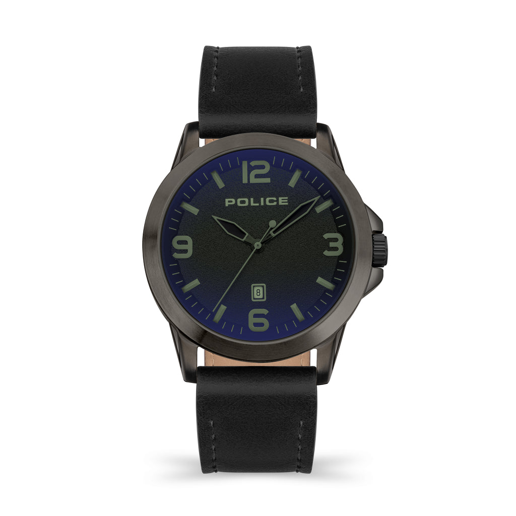 Police Cliff Gun Metal Strap Watch