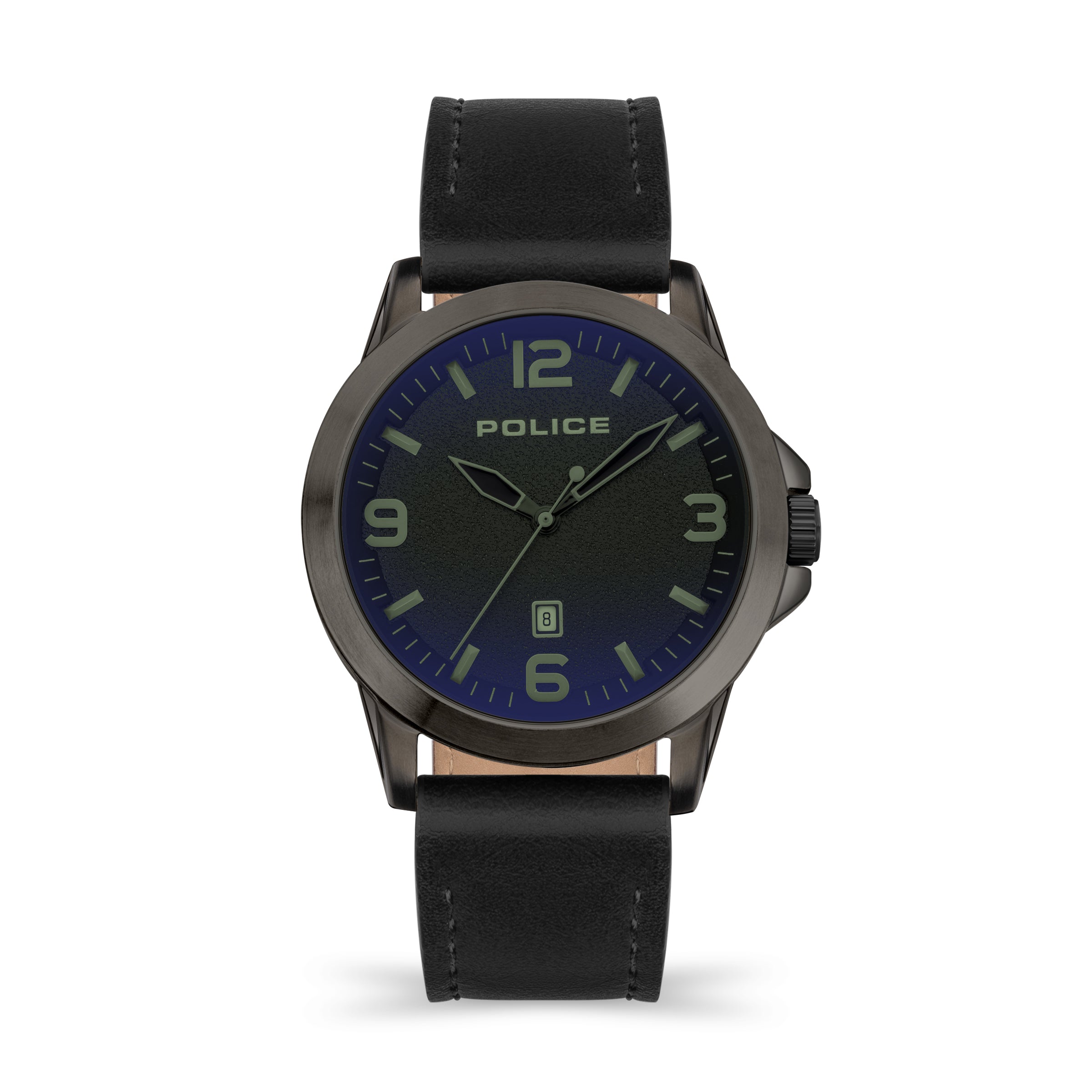 Police Cliff Gun Metal Strap Watch