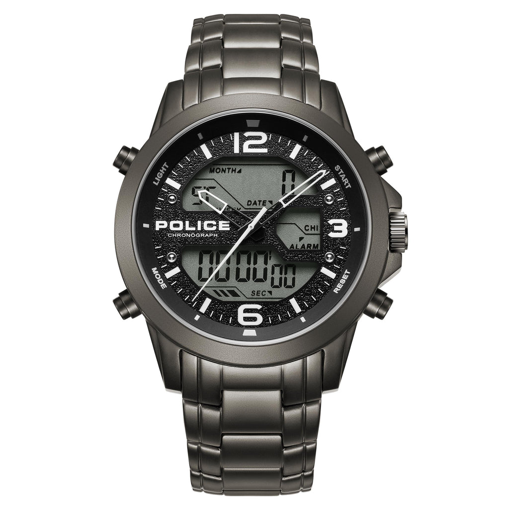 GNTS GUN PVD RND ANALOGUE - DIGITAL DUO DIAL GUN BRACELET WATCH